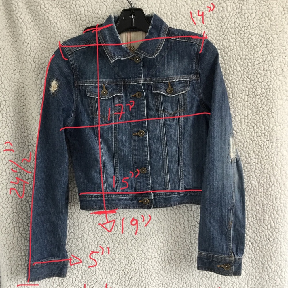 Demin Patch Stitching Distressed Small Jacket - Picture 11 of 15
